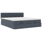 Cadre de lit ottoman avec matelas gris foncé 200x200 cm velours