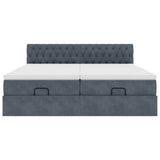 Cadre de lit ottoman avec matelas gris foncé 200x200 cm velours