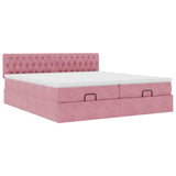 Ottoman bed frame with pink mattress 200x200 cm velvet