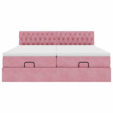 Ottoman bed frame with pink mattress 200x200 cm velvet