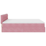 Ottoman bed frame with pink mattress 200x200 cm velvet