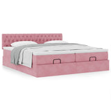 Ottoman bed frame with pink mattress 200x200 cm velvet