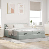 Cadre de lit ottoman et matelas gris clair 160x200cm velours