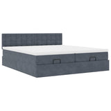 Cadre de lit ottoman avec matelas gris foncé 160x200cm velours