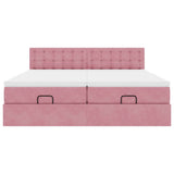 Cadre de lit ottoman avec matelas rose 160x200 cm velours