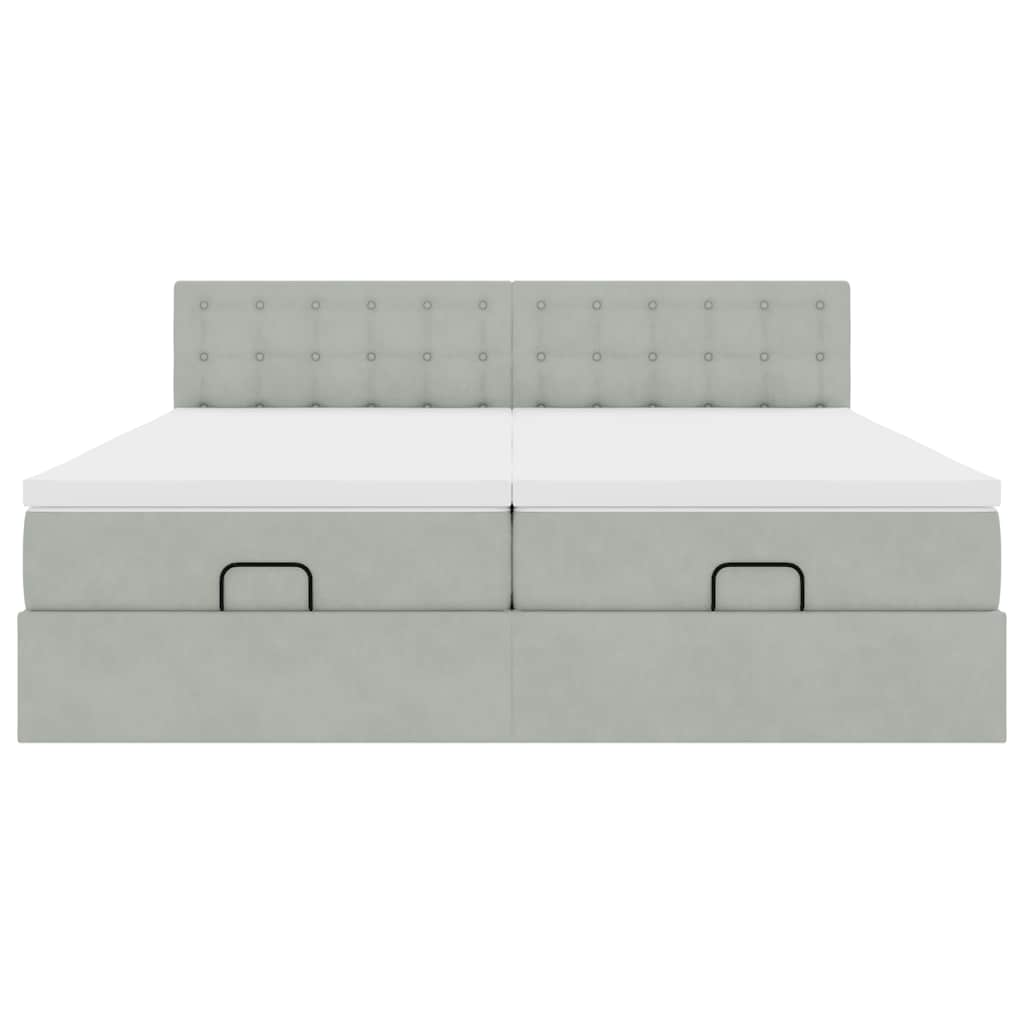 Cadre de lit ottoman et matelas gris clair 180x200cm velours