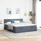 Cadre de lit ottoman avec matelas gris foncé 180x200cm velours