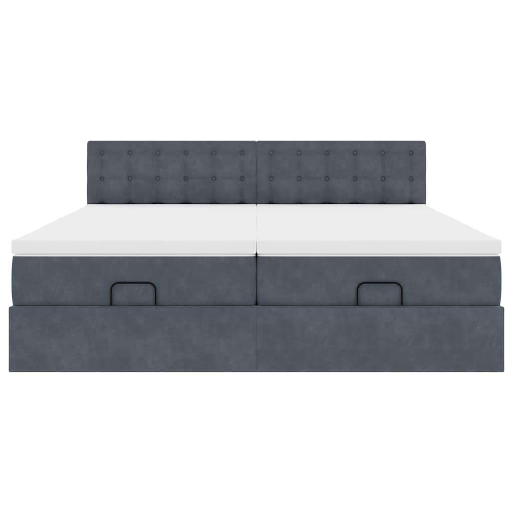 Cadre de lit ottoman avec matelas gris foncé 180x200cm velours