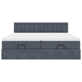 Cadre de lit ottoman avec matelas gris foncé 180x200cm velours