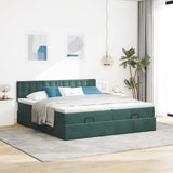 Cadre de lit ottoman avec matelas vert foncé 180x200cm velours