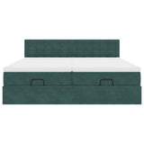 Cadre de lit ottoman avec matelas vert foncé 180x200cm velours