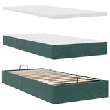 Cadre de lit ottoman avec matelas vert foncé 180x200cm velours