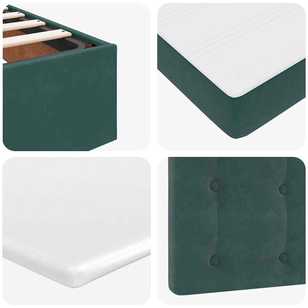 Cadre de lit ottoman avec matelas vert foncé 180x200cm velours