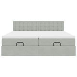 Cadre de lit ottoman avec matelas gris clair 200x200 cm velours