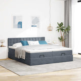 Cadre de lit ottoman avec matelas gris foncé 200x200 cm velours