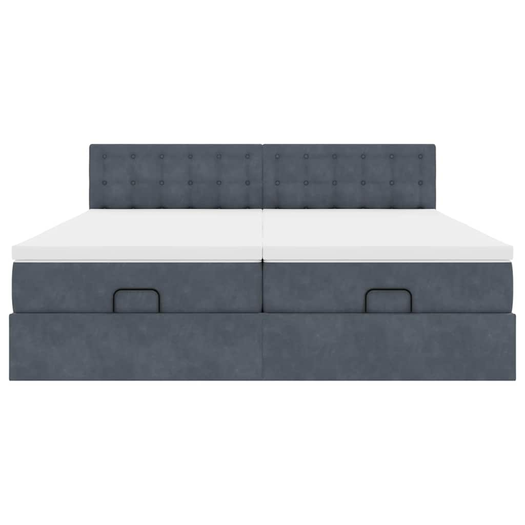 Cadre de lit ottoman avec matelas gris foncé 200x200 cm velours