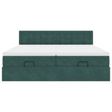 Cadre de lit ottoman avec matelas vert foncé 200x200 cm velours