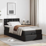 Ottoman bed frame with black mattress 80x200 cm faux leather