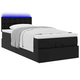 Ottoman bed frame with black mattress 80x200 cm faux leather