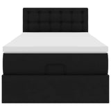 Ottoman bed frame with black mattress 80x200 cm faux leather