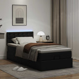 Ottoman bed frame with black mattress 80x200 cm faux leather