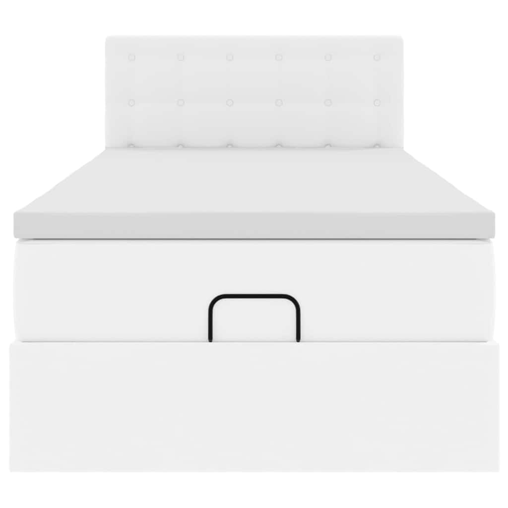 Cadre de lit ottoman avec matelas blanc pur 80x200cm similicuir