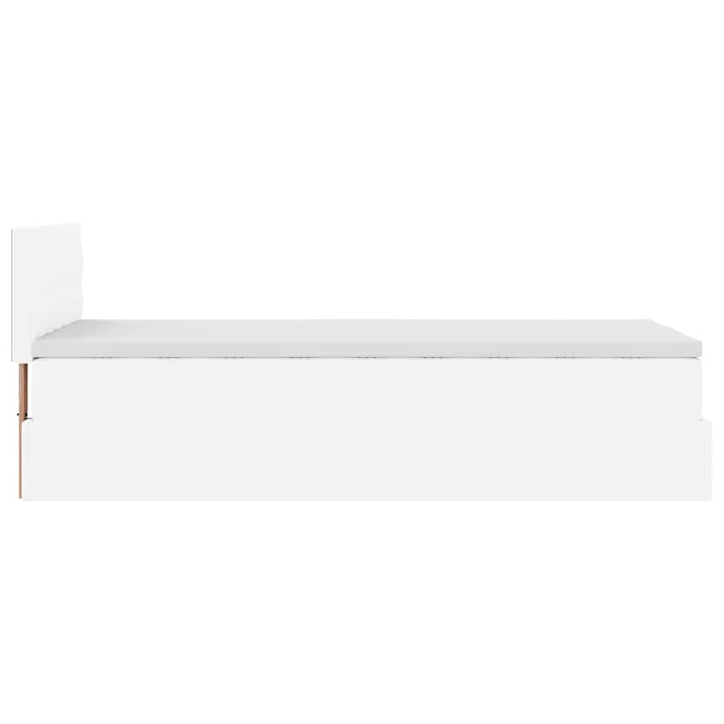 Cadre de lit ottoman avec matelas blanc pur 80x200cm similicuir