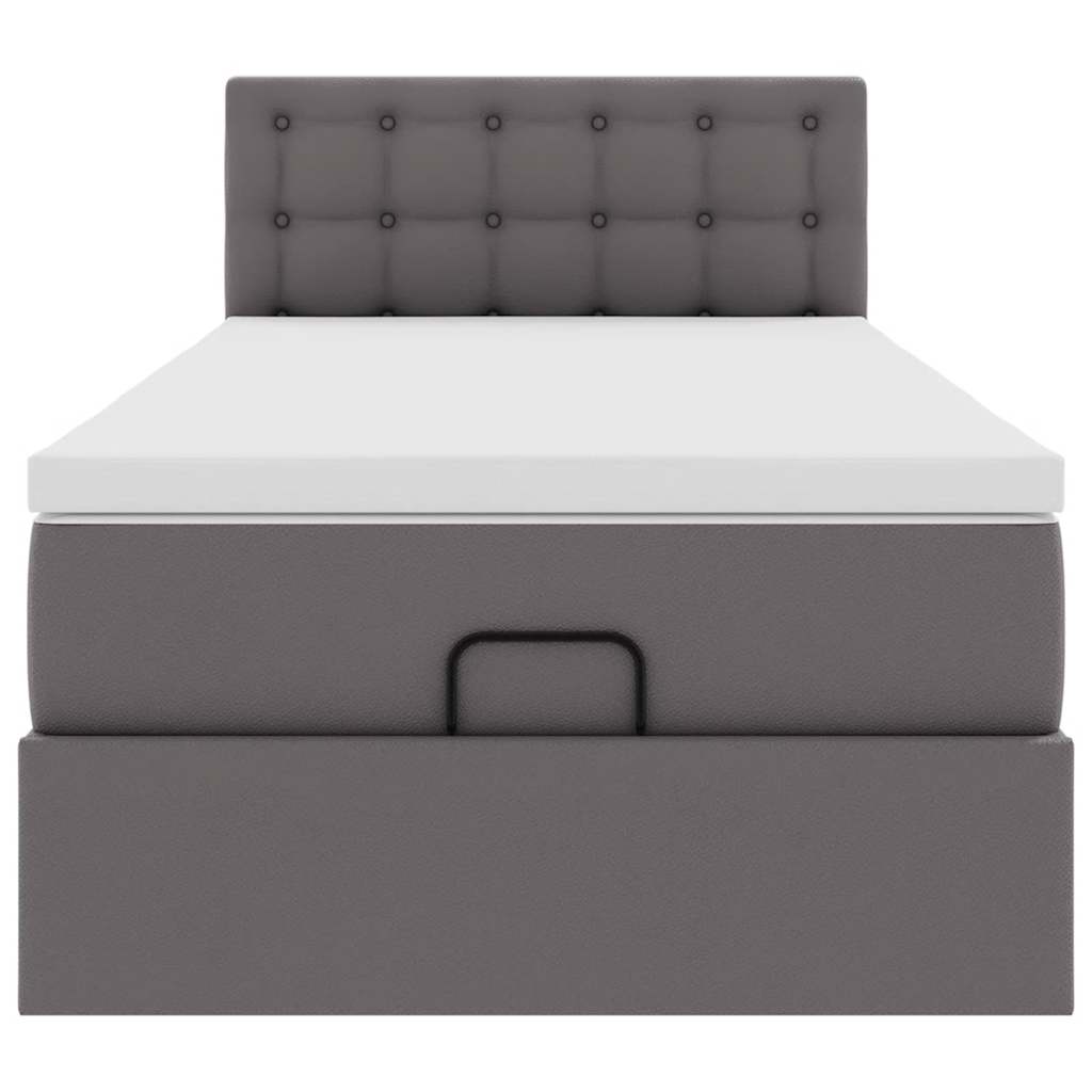 Cadre de lit ottoman avec matelas gris 80x200 cm similicuir