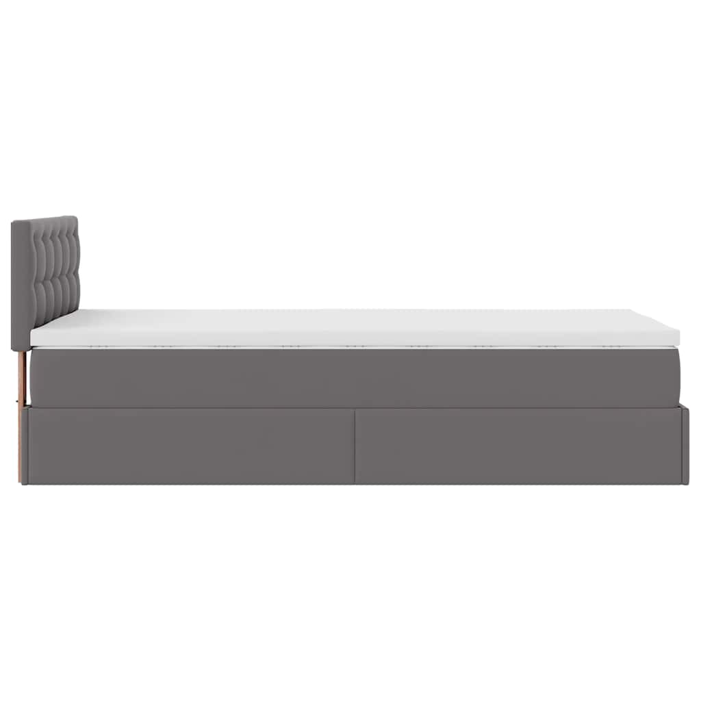 Ottoman bed frame with gray mattress 80x200 cm faux leather