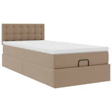 Cadre de lit ottoman et matelas cappuccino 80x200 cm similicuir