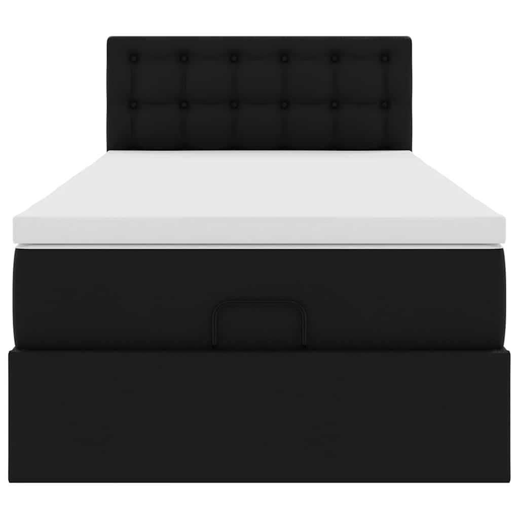 Ottoman bed frame with black mattress 90x190 cm faux leather