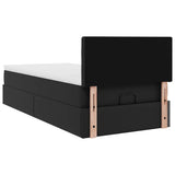 Ottoman bed frame with black mattress 90x190 cm faux leather