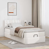 Cadre de lit ottoman avec matelas blanc pur 90x190cm similicuir