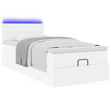 Cadre de lit ottoman avec matelas blanc pur 90x190cm similicuir