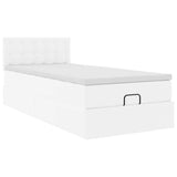 Cadre de lit ottoman avec matelas blanc pur 90x190cm similicuir