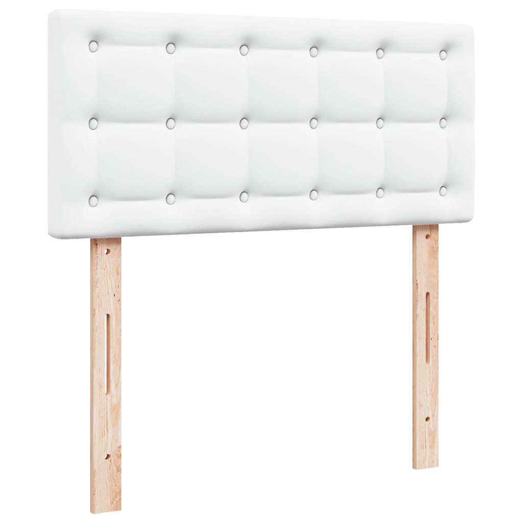 Cadre de lit ottoman avec matelas blanc pur 90x190cm similicuir