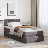 Cadre de lit ottoman avec matelas gris 90x190 cm similicuir