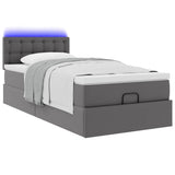 Cadre de lit ottoman avec matelas gris 90x190 cm similicuir