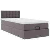 Cadre de lit ottoman avec matelas gris 90x190 cm similicuir