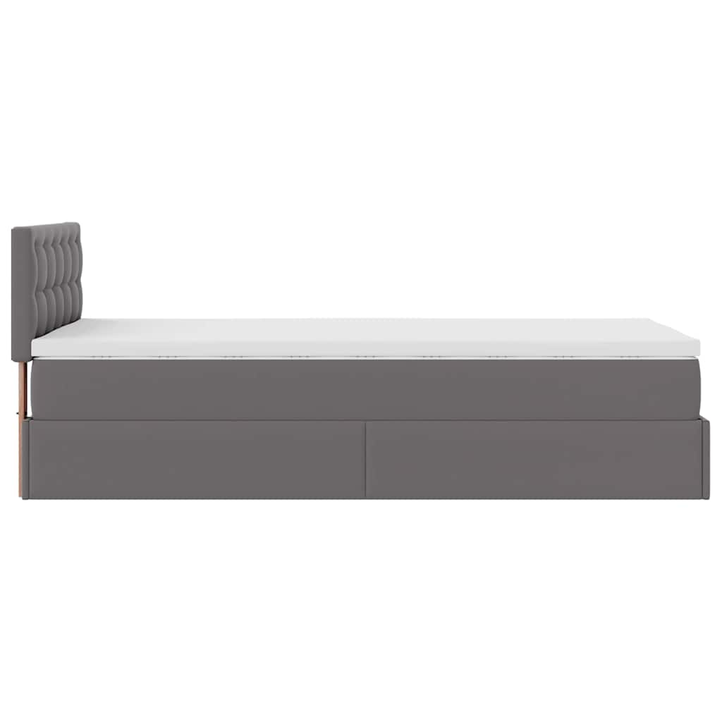 Cadre de lit ottoman avec matelas gris 90x190 cm similicuir