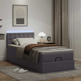 Cadre de lit ottoman avec matelas gris 90x190 cm similicuir