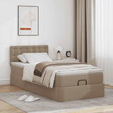 Cadre de lit ottoman et matelas cappuccino 90x190 cm similicuir