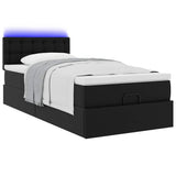 Cadre de lit ottoman avec matelas noir 90x200 cm similicuir