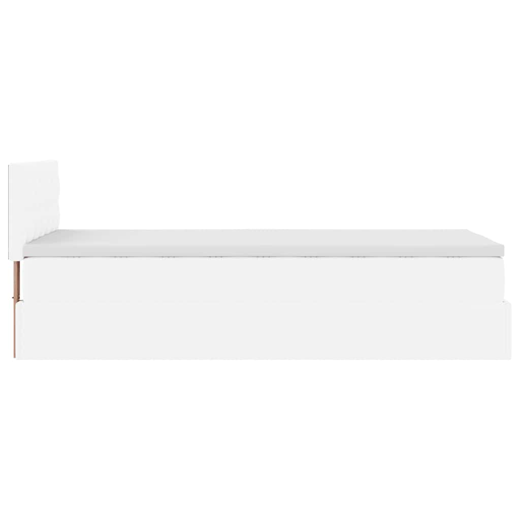 Cadre de lit ottoman avec matelas blanc pur 90x200cm similicuir