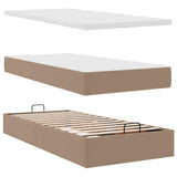 Cadre de lit ottoman et matelas cappuccino 90x200 cm similicuir