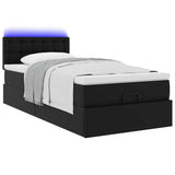 Cadre de lit ottoman avec matelas noir 100x200 cm similicuir