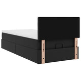 Cadre de lit ottoman avec matelas noir 100x200 cm similicuir