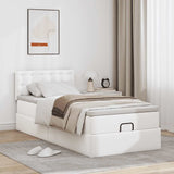 Pure White Ottoman Bed Frame and Mattress 100x200cm Faux Leather