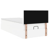 Pure White Ottoman Bed Frame and Mattress 100x200cm Faux Leather