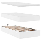 Pure White Ottoman Bed Frame and Mattress 100x200cm Faux Leather